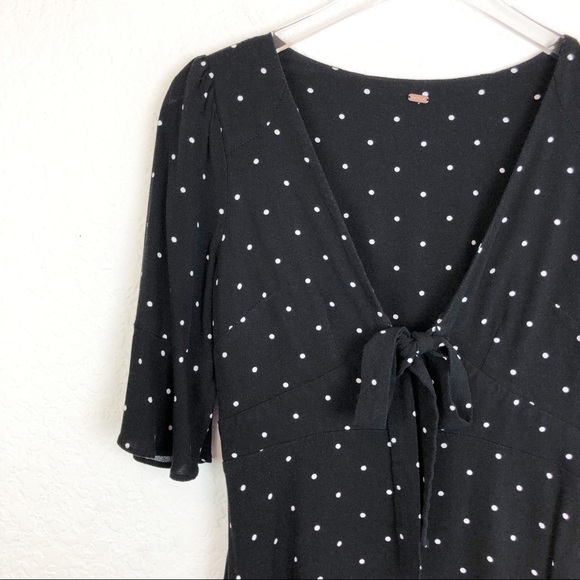 Free People | Black Polkadot Tie Front Dress Small - Picture 2 of 6